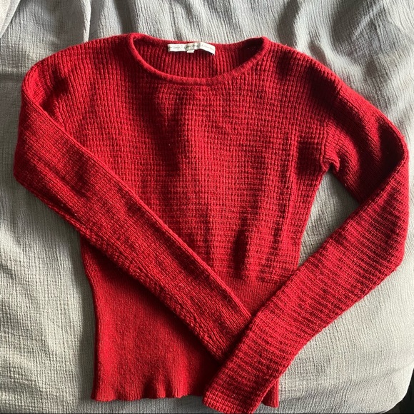 & Other Stories Red Waffle Knit Sweater - Lambswool - Picture 1 of 4